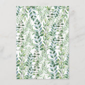 緑エレガントのユーカリの結婚詳細 エンクロージャーカード (裏面)