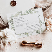 緑エレガントのユーカリの葉の赤ちゃんシャワー 箔招待状