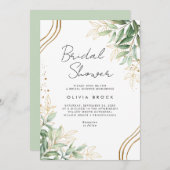 緑エレガントのユーカリモダンブライダルシャワー 招待状 (正面/裏面)