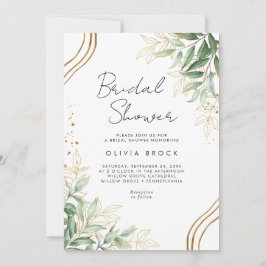 緑エレガントのユーカリモダンブライダルシャワー 招待状
