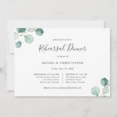 緑エレガントのユーカリリハーサルディナー 招待状 (正面)