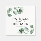 緑エレガントのユーカリ書結婚道 スタンダードカクテルナプキン (正面)