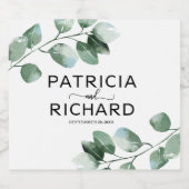 緑エレガントのユーカリ書結婚道 スパークリングワインラベル (シングルラベル)