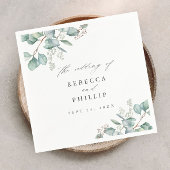 緑エレガントのユーカリ水の色結婚の スタンダードカクテルナプキン