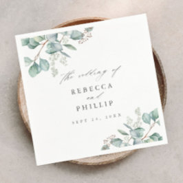 緑エレガントのユーカリ水の色結婚の スタンダードカクテルナプキン