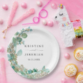 緑エレガントのユーカリ水の色結婚の ペーパープレート (パーティー)