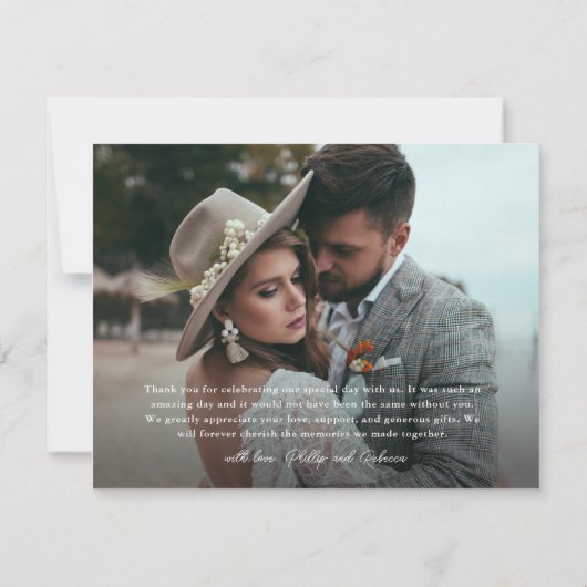 緑エレガントのユーカリ結婚の写真 サンキューカード (裏面)