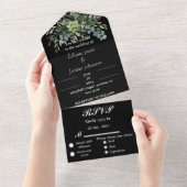 緑エレガントのユーカリ結婚式招待状 オールインワン招待状 (貼ってはがせる)