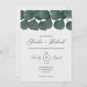緑エレガントのユーカリ葉ス素朴 招待状 (正面/裏面)