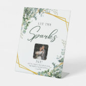 緑エレガントのユーカリ葉ス結婚の輝き 台座サイン (正面)