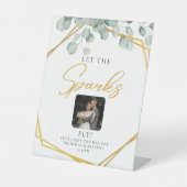 緑エレガントのユーカリ葉ス結婚の輝き 台座サイン (正面)