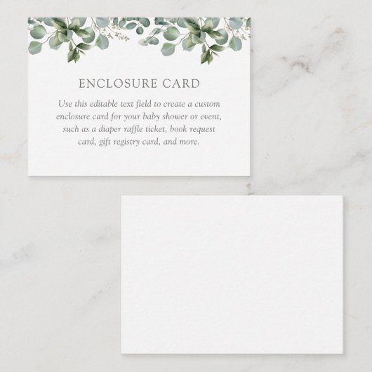 緑エレガントのユーカリ赤ちゃんシャワーカスタム エンクロージャーカード (正面/裏面)
