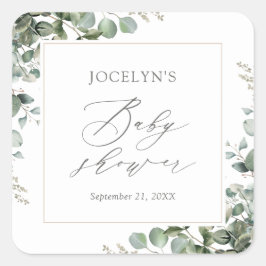 緑エレガントのユーカリ赤ちゃんシャワー スクエアシール