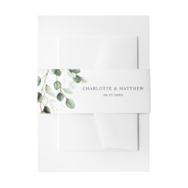 緑エレガントのユーカリ金ゴールド結婚ズ 招待状ベリーバンド