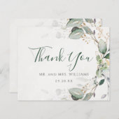 緑エレガントのユ素朴ーカリサンキューカード (正面/裏面)