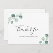 緑エレガントのユ素朴ーカリ悔やみや弔慰 サンキューカード (正面/裏面)