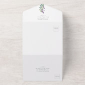 緑エレガントのラベンダーの書結婚道 オールインワン招待状 (外側)