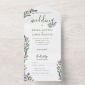 緑エレガントのラベンダーの書結婚道 オールインワン招待状 (内側)