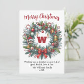 緑エレガントのリースクリスマス非写真 シーズンカード (スタンド正面)