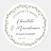 緑エレガントのリースベーカリーカップケーキCookie ラウンドシール (正面)