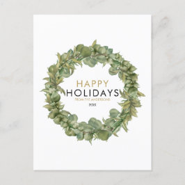 緑エレガントのリースモダンクリスマスハッピー シーズンポストカード