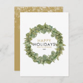 緑エレガントのリースモダンクリスマスハッピー シーズンポストカード (正面/裏面)
