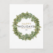 緑エレガントのリースモダンクリスマスハッピー シーズンポストカード (正面)