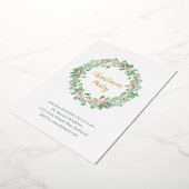緑エレガントのリース素朴クリスマスパーティー 箔招待状 (回転した状態)
