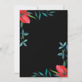 緑エレガントのワイルドフラワーブラックフローラ結婚ズ セーブザデート (裏面)