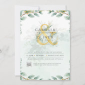 緑エレガントの写真結婚式招待状QRコード 招待状 (正面)