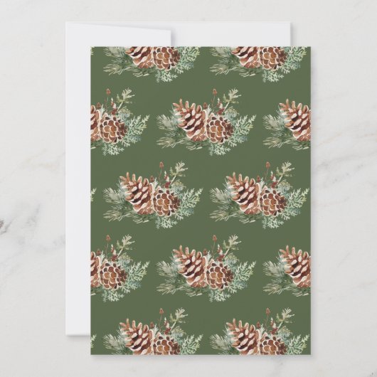 緑エレガントの冬の結婚式 招待状 (裏面)