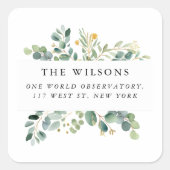 緑エレガントの冬 |休日の差出人住所 スクエアシール (正面)
