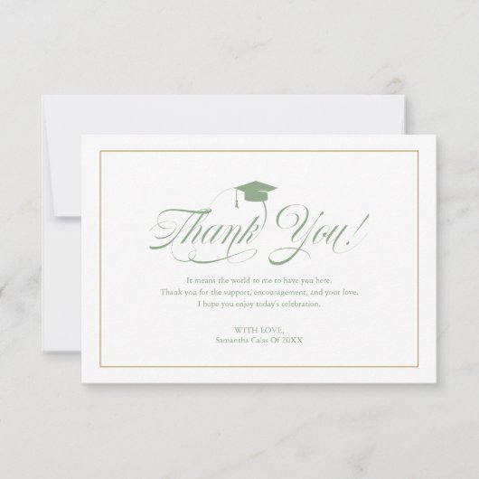 緑エレガントの台本ありがとう卒業式 サンキューカード (正面)