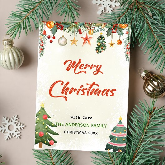 緑エレガントの台本メリークリスマス シーズンカード