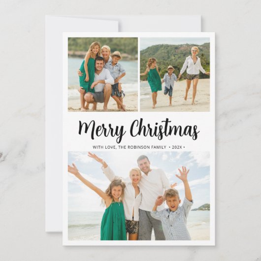 緑エレガントの台本3数々の写真クリスマス シーズンカード (正面)