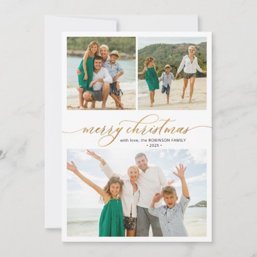緑エレガントの台本3数々の写真クリスマス シーズンカード (正面)