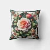 緑エレガントの大理石の背景のバラ クッション (裏面)