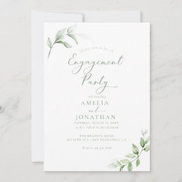 緑エレガントの婚約パーティ招待状 招待状