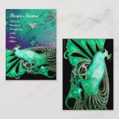 緑エレガントの孔雀葉とフローラ 名刺 (正面/裏面)