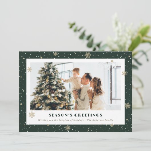 緑エレガントの季節の挨拶の写真 シーズンカード (スタンド正面)