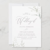 緑エレガントの季節結婚の 招待状 (正面)