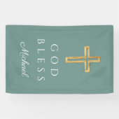 緑エレガントの宗教十字神の祝福 横断幕 (横)