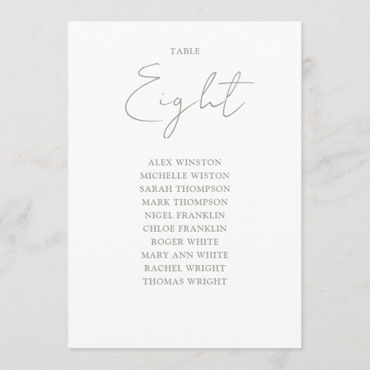 緑エレガントの座席表の数値を表示 招待状 (正面)