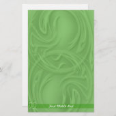 緑エレガントの抽象芸術上のストロークパーソナライズされた 便箋 (正面/裏面)