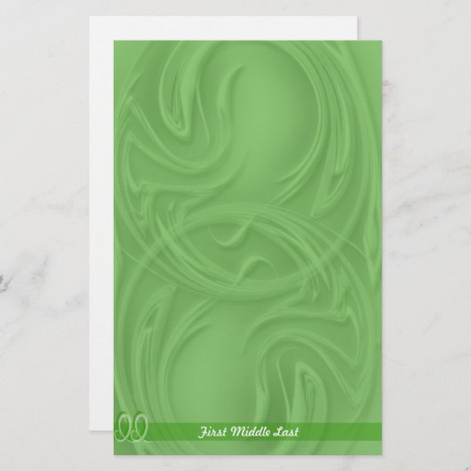 緑エレガントの抽象芸術上のストロークパーソナライズされた 便箋 (正面/裏面)