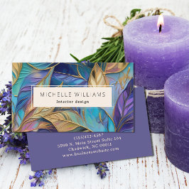 緑エレガントの抽象芸術葉 名刺