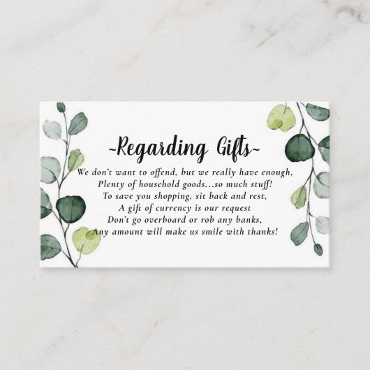 緑エレガントの新婚旅行 エンクロージャーカード (正面)