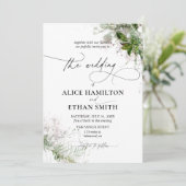 緑エレガントの書道素朴結婚の 招待状 (スタンド正面)