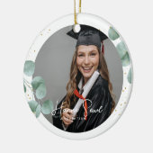 緑エレガントの書道 |卒業写真 セラミックオーナメント (左)