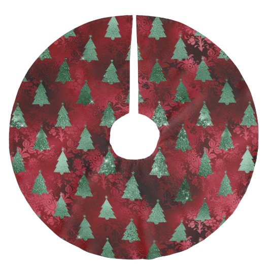 緑エレガントの木のクリスマス ブラッシュドポリエステルツリースカート (正面)